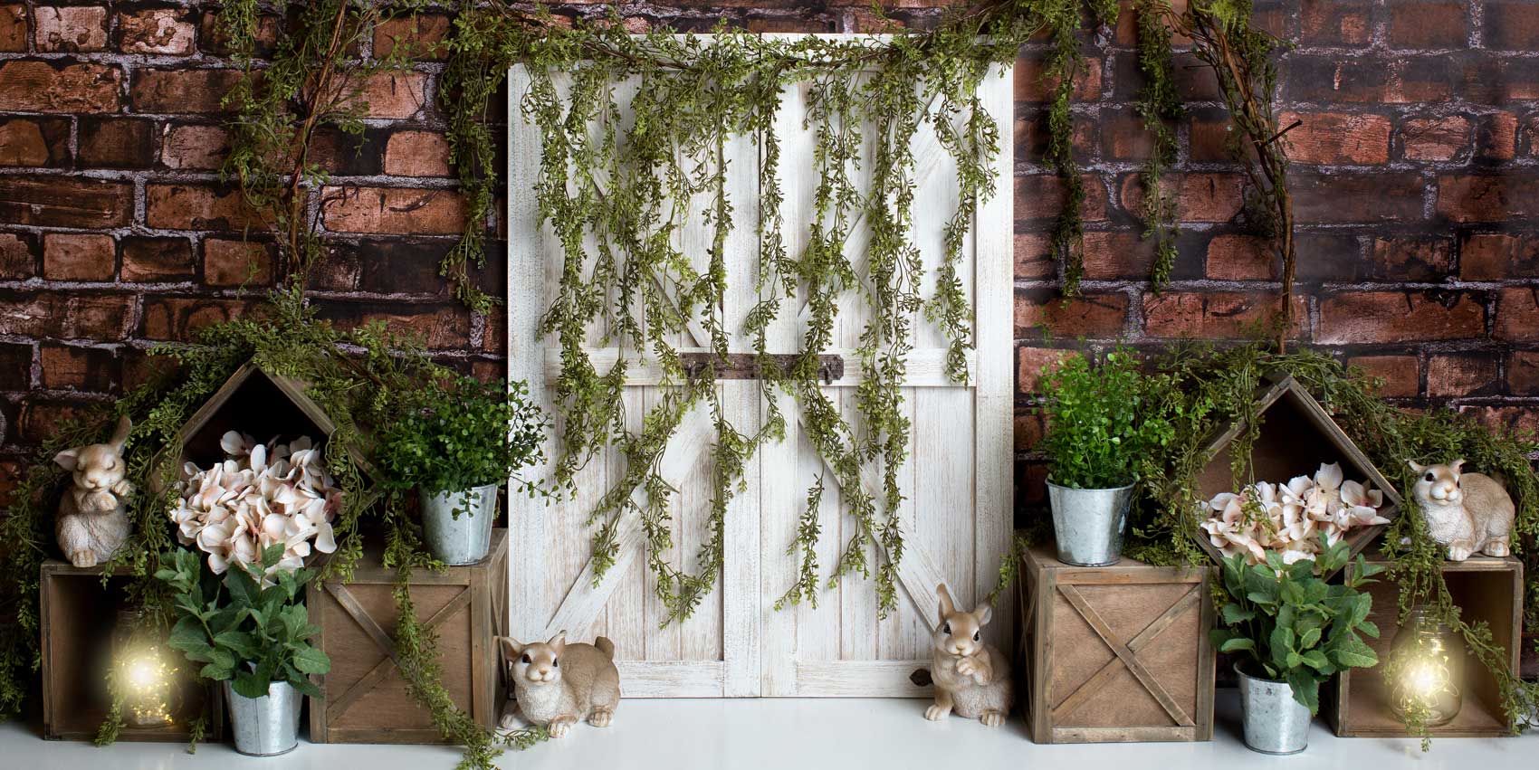 Kate Backstein Garten Hasen Frühling Ostern Hintergrund Entworfen von Megan Leigh Photography - Kate Backdrop.de