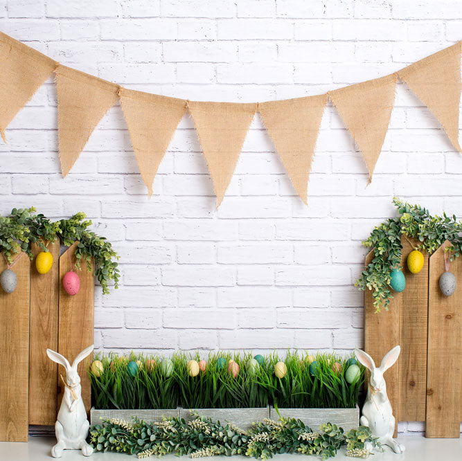 Kate Osterei Ostern Häschen Frühling Palisadenzaun Hintergrund Entworfen von Megan Leigh Photography - Kate Backdrop.de