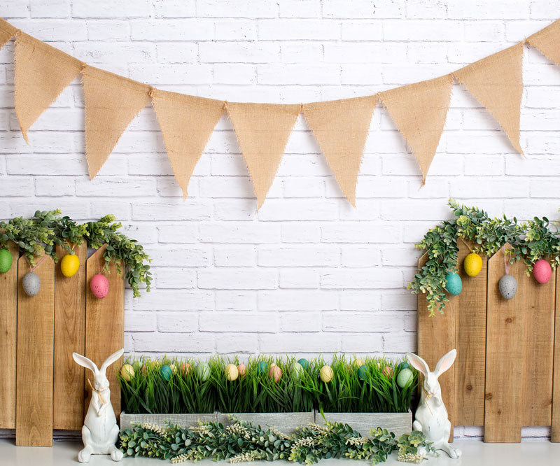 Kate Osterei Ostern Häschen Frühling Palisadenzaun Hintergrund Entworfen von Megan Leigh Photography - Kate Backdrop.de