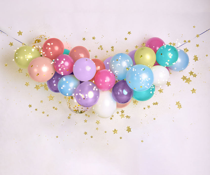 Kate Kinder Pastell Luftballons und Sterne Hintergrund Entworfen von Mandy Ringe Photography - Kate Backdrop.de