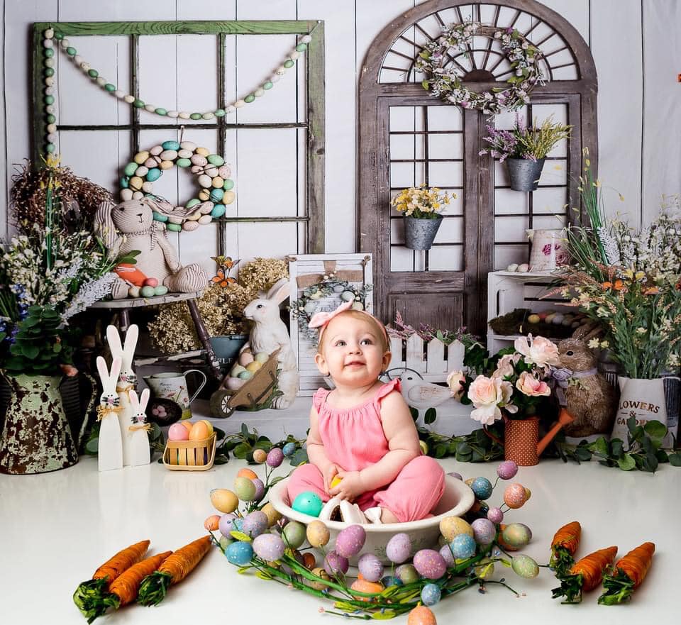 Kate Ostern \ Frühling Blumen Torbogen Hintergrund  von Rose Abbas - Kate Backdrop.de