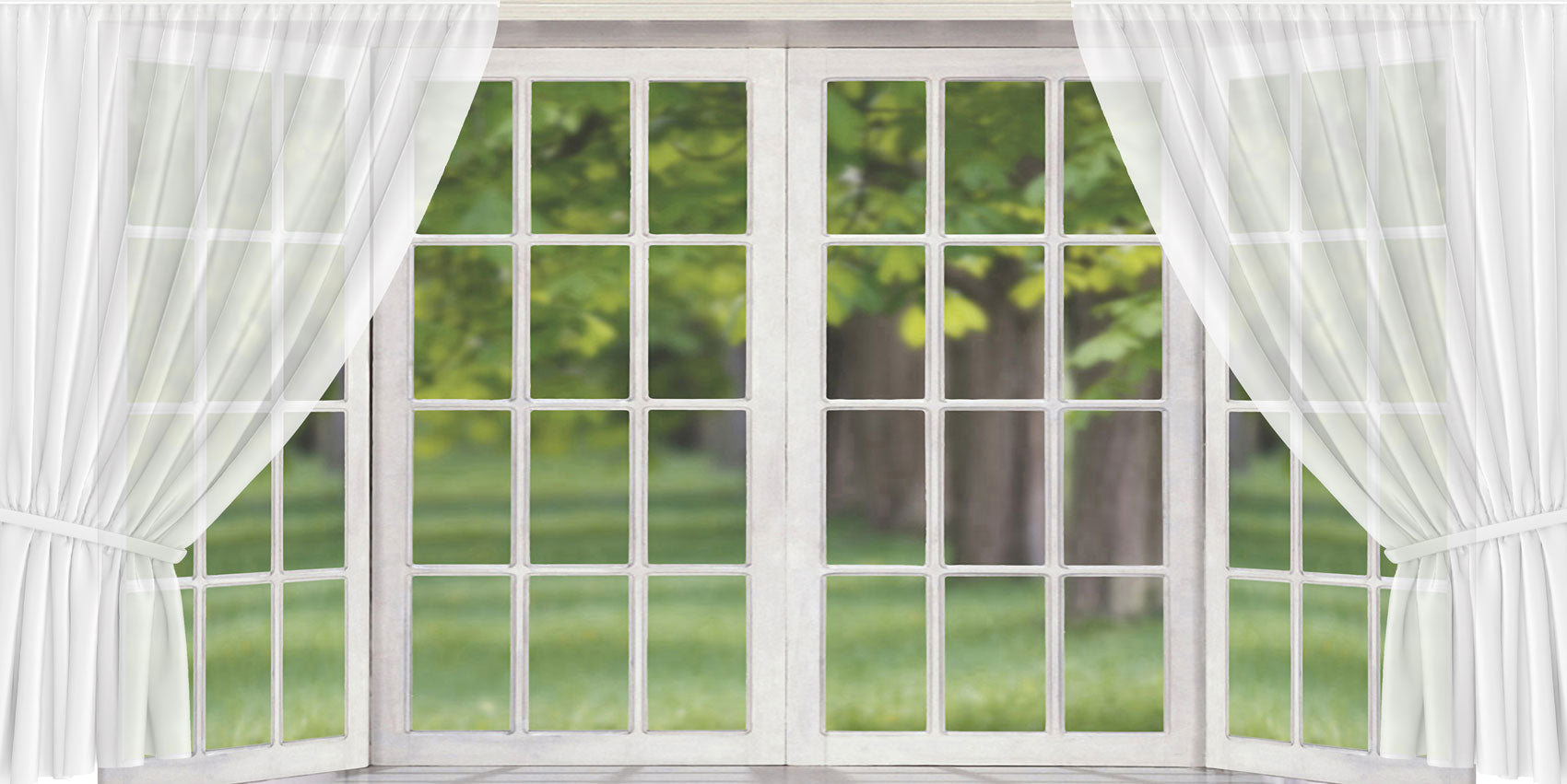 Kate Fenster weißer Vorhang Frühlingshintergrund Entworfen von JS Photography