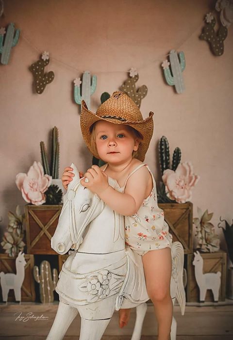 Kate Sommer  Pastelllamas mit kaktusrosa Hintergrund für Kinder Entworfen von Mandy Ringe Photography
