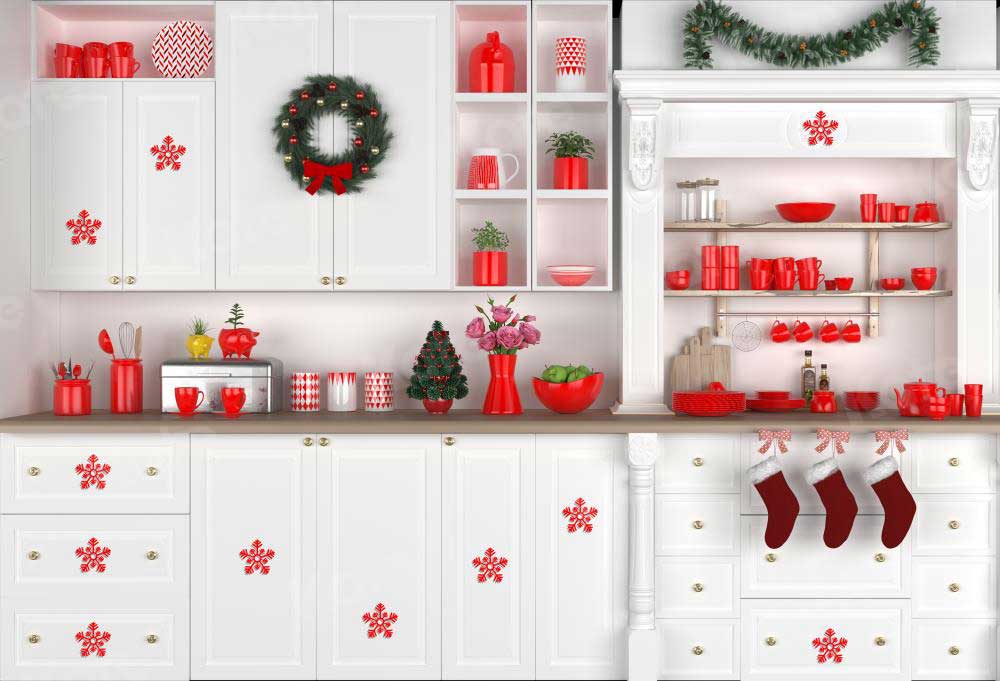 Kate Weiß Weihnachten Küche Hintergrund  von Prettyspace