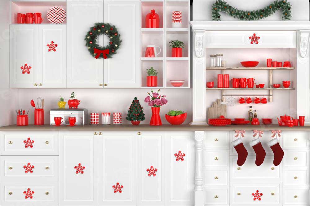 Kate Weiß Weihnachten Küche Hintergrund  von Prettyspace