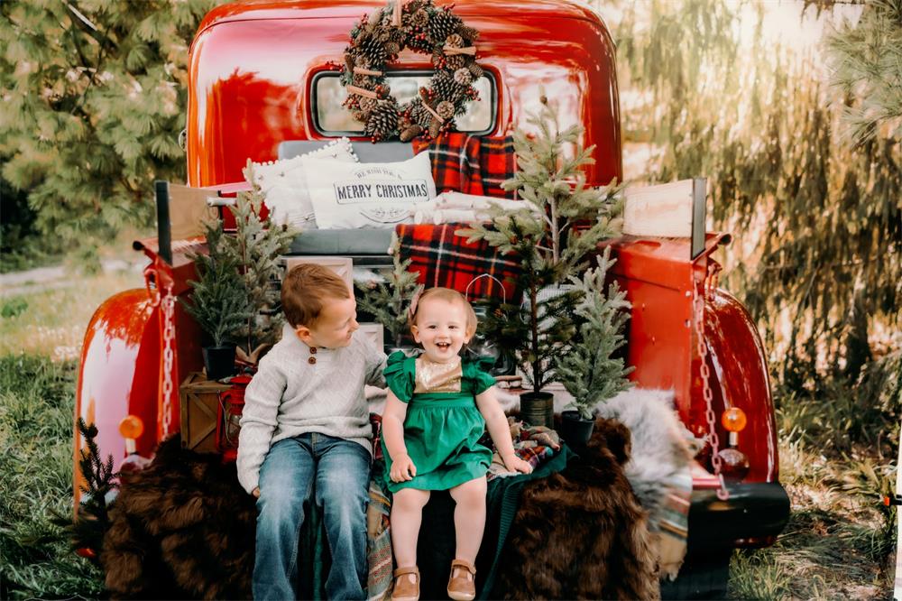 Kate Rot Weihnachten Truck Hintergrund von Mandy Ringe Photography