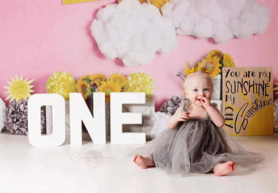 Kate  Sonnenschein Wolken Geburtstag rosa Hintergrund von Mandy Ringe Photography - Kate Backdrop.de