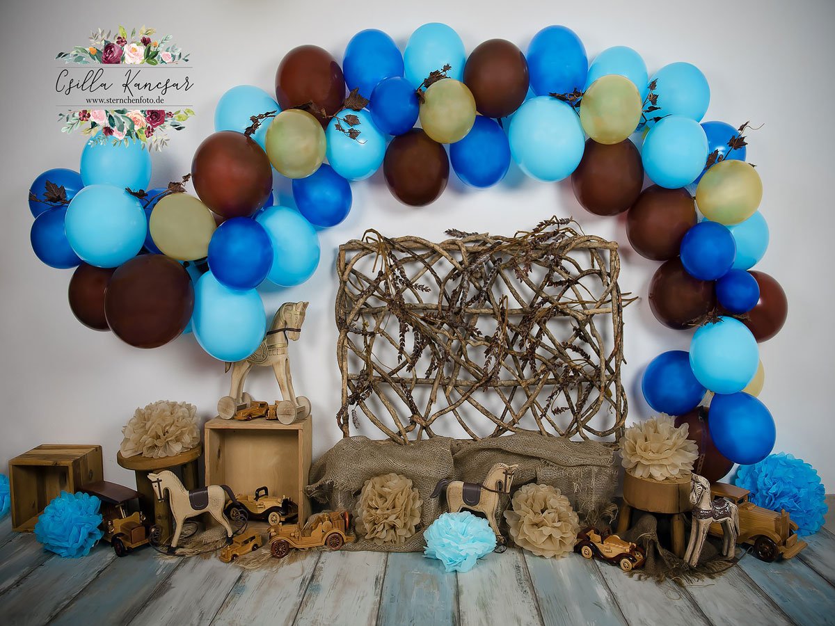 Kate Geburtstag Luftballons Pferd Cowboy Hintergrund Entworfen von Csilla Kancsar