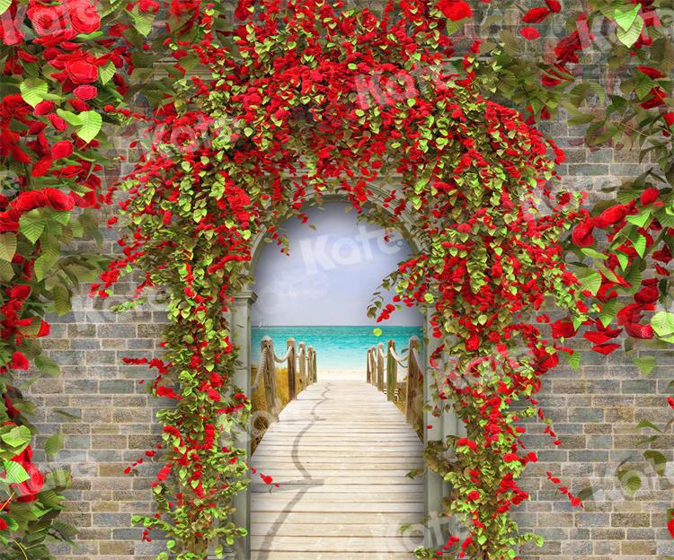 Kate Blumen Wand Landschaft Küsten Hochzeit Hintergrund für Fotografie