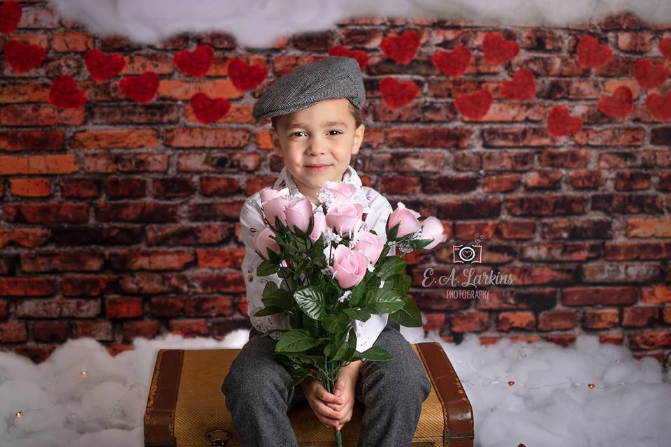 Kate Dark Backstein mit roten Herzen Valentinstag Kulisse für Fotografie von Jerry_Sina - Kate Backdrop.de