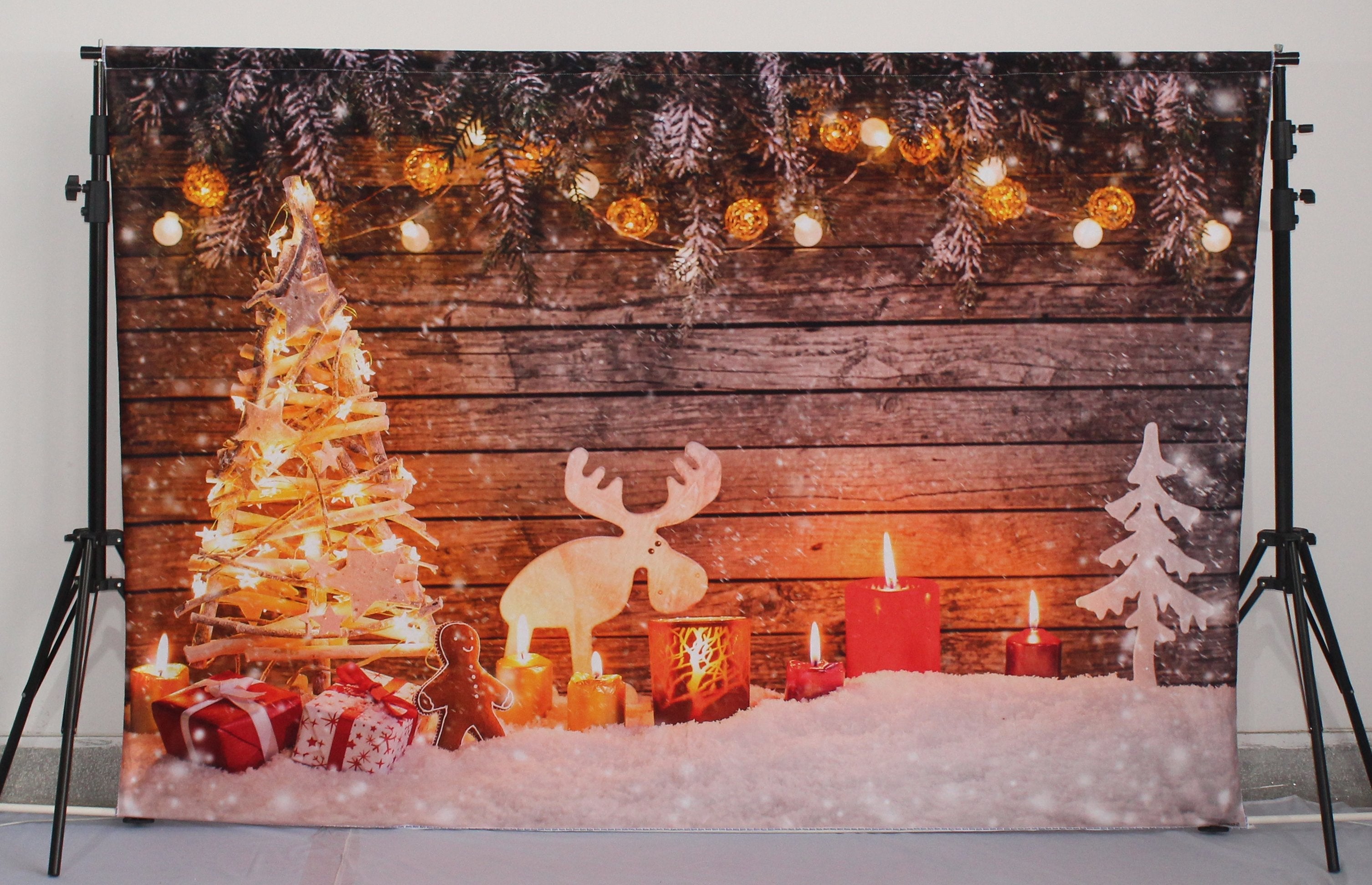 Katebackdrop：Kate Christmas Photo Backdrop Snow Wooden Wall For Chlidren Photography