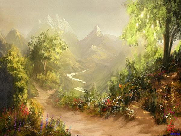 Katebackdrop：Kate Hand Printed Mountain Peak Scenery Backdrop