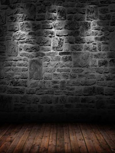 Katebackdrop：Kate Dark Retro Style Black Brick Wall With Flooring Backdrops