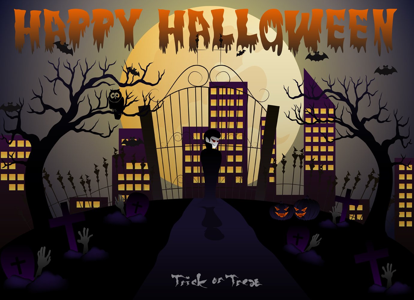 Katebackdrop：Kate Halloween Town Backdrop Trick Photography Backdrop