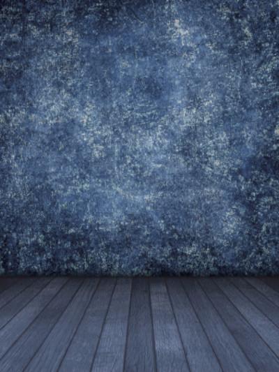 Katebackdrop：Kate Retro Style Blue Texture Wall Backdrops with floor