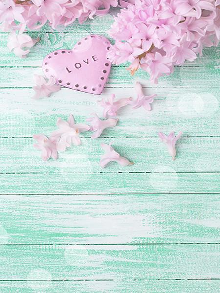 Katebackdrop：Kate Wooden Photography Background Love Flowers Blue Backdrop For Photo