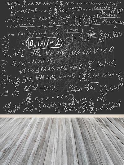 Katebackdrop：Kate Writing In Chalk Blackboard Backdrop With Gray Wooden Flooring