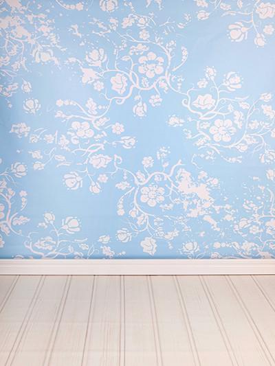 Katebackdrop：Kate damask Light Blue Pattern With Floor Background For Photography