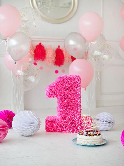 Katebackdrop：Kate Pink Photography Backdrops Balloons Cake 1st Birthday Background