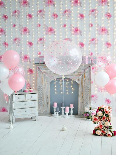 Katebackdrop：Kate Photography Backdrop Lights Wall Balloons Babies Birthday Backgrounds For Photgraphy