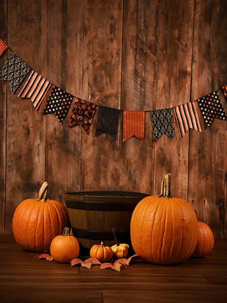 Katebackdrop：Kate Wooden Wall Floor Photo Halloween Backdrops Pumpkin Photo For Photographers