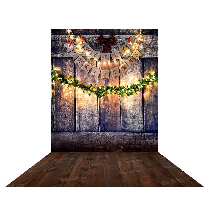 Kate Retro Weihnachten Holz Hintergrund + Retro Braun Holz Bodenmatte  Gummimatte