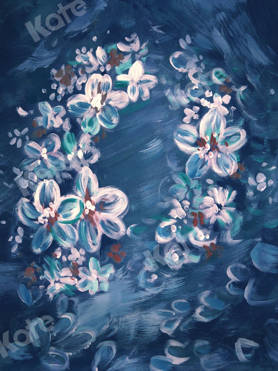 Kate Fine Art Blaue Blumen im Cluster-Hintergrund für Fotografie - Kate Backdrop.de