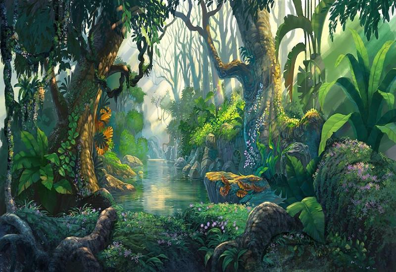 Katebackdrop：Kate Jungle Theme Backdrop Scenery Green Forest Tree Backdrop