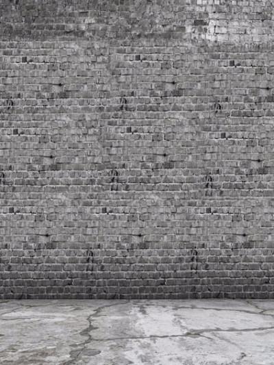Katebackdrop：Kate Retro Style Grey Brick Wall With Concrete Floor Photography Backdrops
