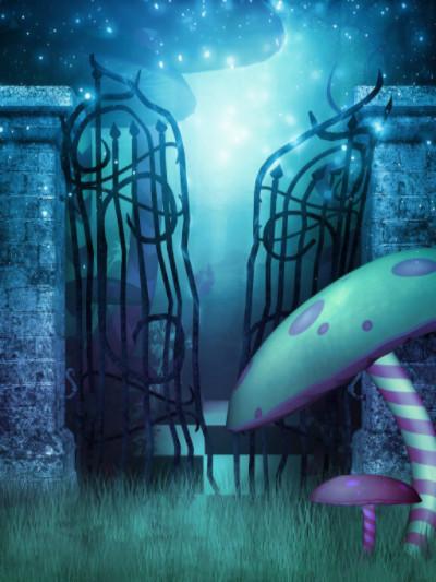 Katebackdrop：Kate Blue Backdrop Castle Door Mushroom For Photo Booth