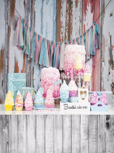 Katebackdrop：Kate Wood Background And Floor Cloth Flag Birthday Cake Smash Photography