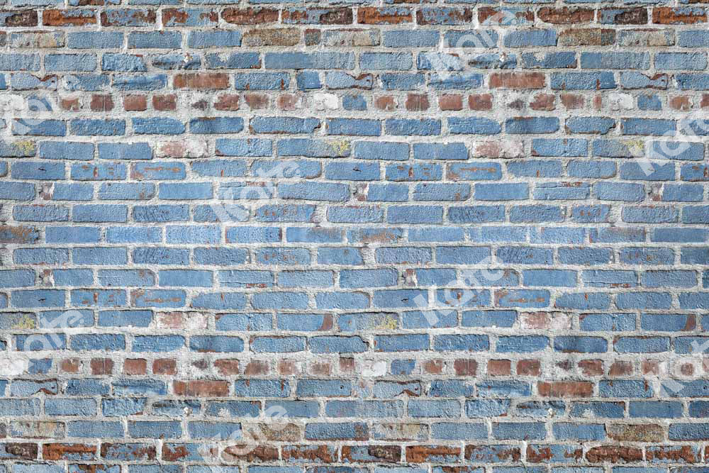 Kate Blau Backstein Wand Hintergrund Retro Schäbig von Kate - Kate Backdrop.de