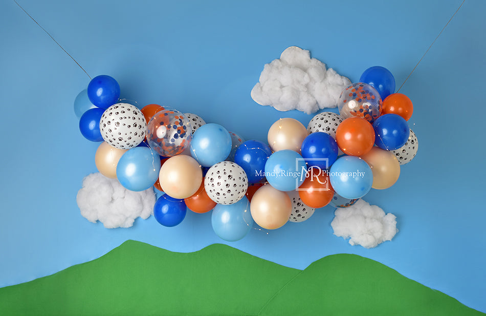 Kate Luftballons Junge Wolken Geburtstag Hintergrund von Mandy Ringe Photography - Kate Backdrop.de