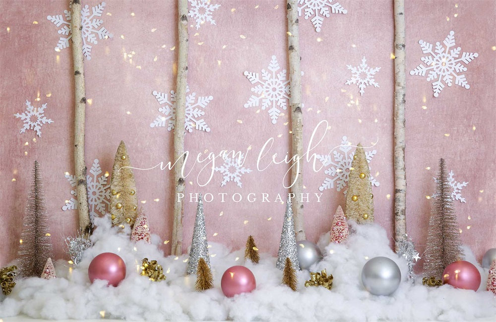 Kate rosa Wunderland Weihnachten Schneeflocke Hintergrund für Fotografie von Megan Leigh Photography