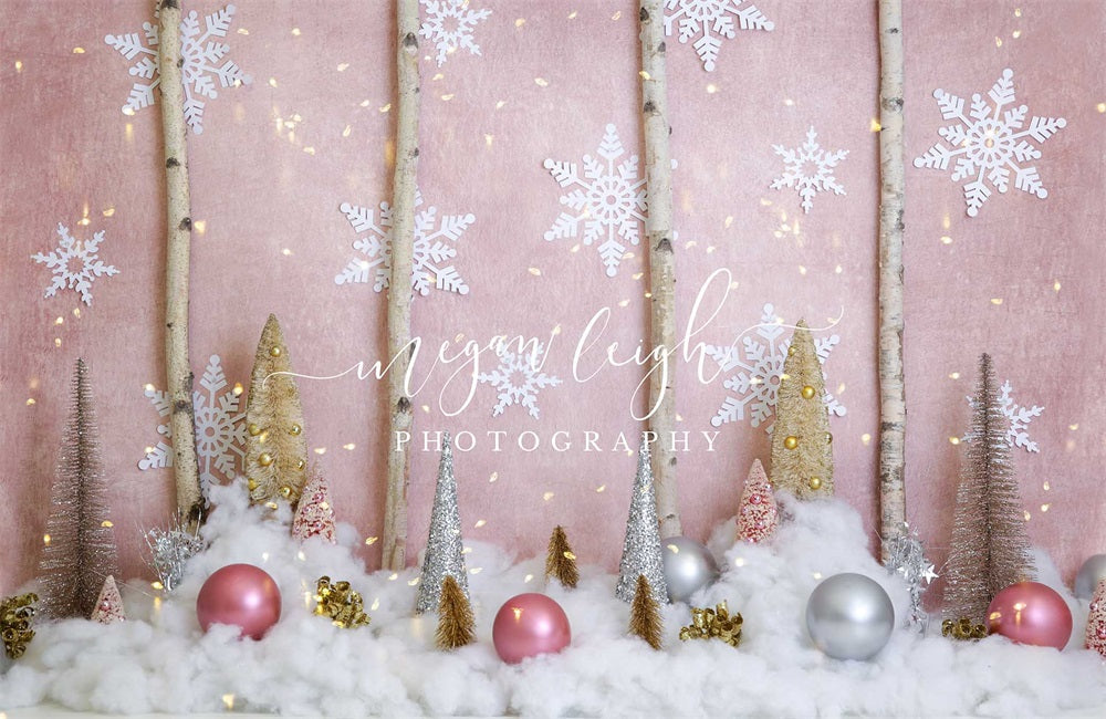 Kate rosa Wunderland Weihnachten Schneeflocke Hintergrund für Fotografie von Megan Leigh Photography - Kate Backdrop.de