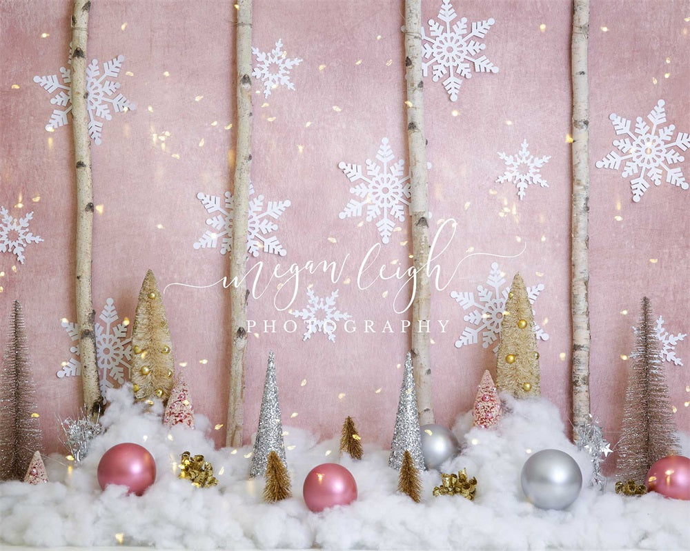 Kate rosa Wunderland Weihnachten Schneeflocke Hintergrund für Fotografie von Megan Leigh Photography