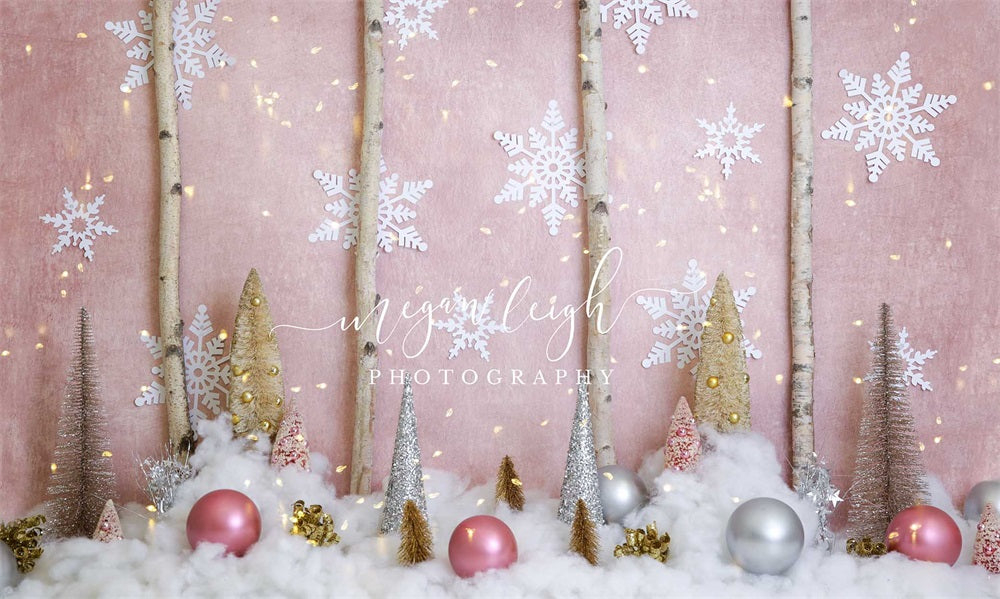 Kate rosa Wunderland Weihnachten Schneeflocke Hintergrund für Fotografie von Megan Leigh Photography