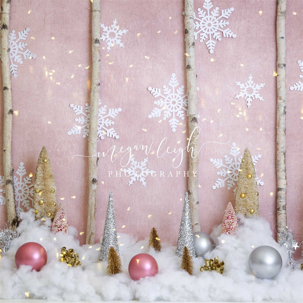 Kate rosa Wunderland Weihnachten Schneeflocke Hintergrund für Fotografie von Megan Leigh Photography - Kate Backdrop.de