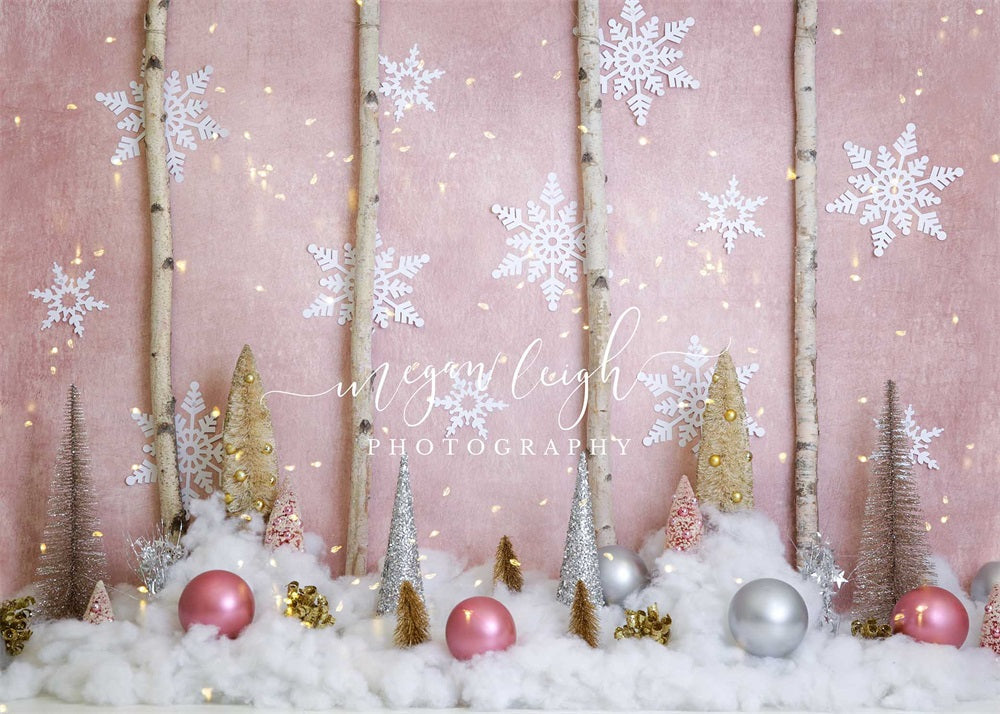 Kate rosa Wunderland Weihnachten Schneeflocke Hintergrund für Fotografie von Megan Leigh Photography