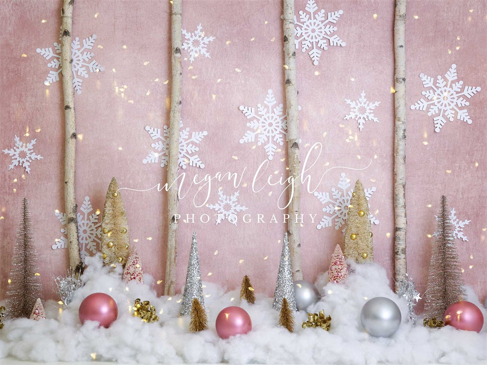 Kate rosa Wunderland Weihnachten Schneeflocke Hintergrund für Fotografie von Megan Leigh Photography - Kate Backdrop.de