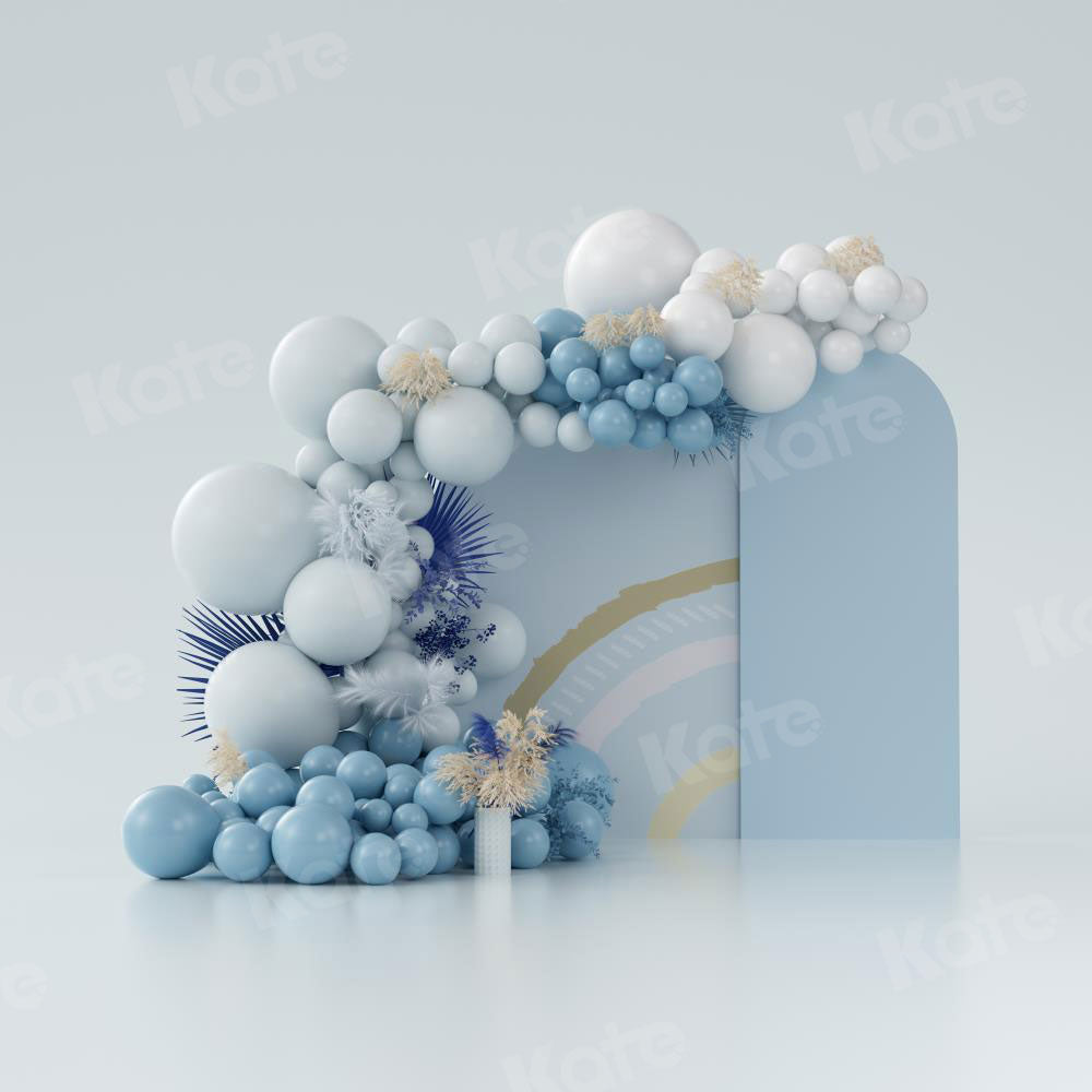 Kate Boho Luftballons Hintergrund Blau Cake Smash Party von Uta Mueller Photography - Kate Backdrop.de