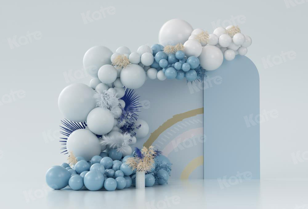 Kate Boho Luftballons Hintergrund Blau Cake Smash Party von Uta Mueller Photography - Kate Backdrop.de