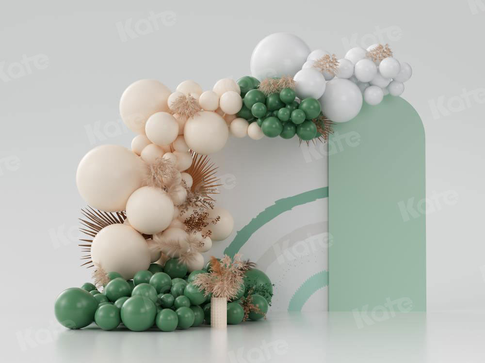 Kate Boho Luftballons Hintergrund Grün Cake Smash von Uta Mueller Photography - Kate Backdrop.de