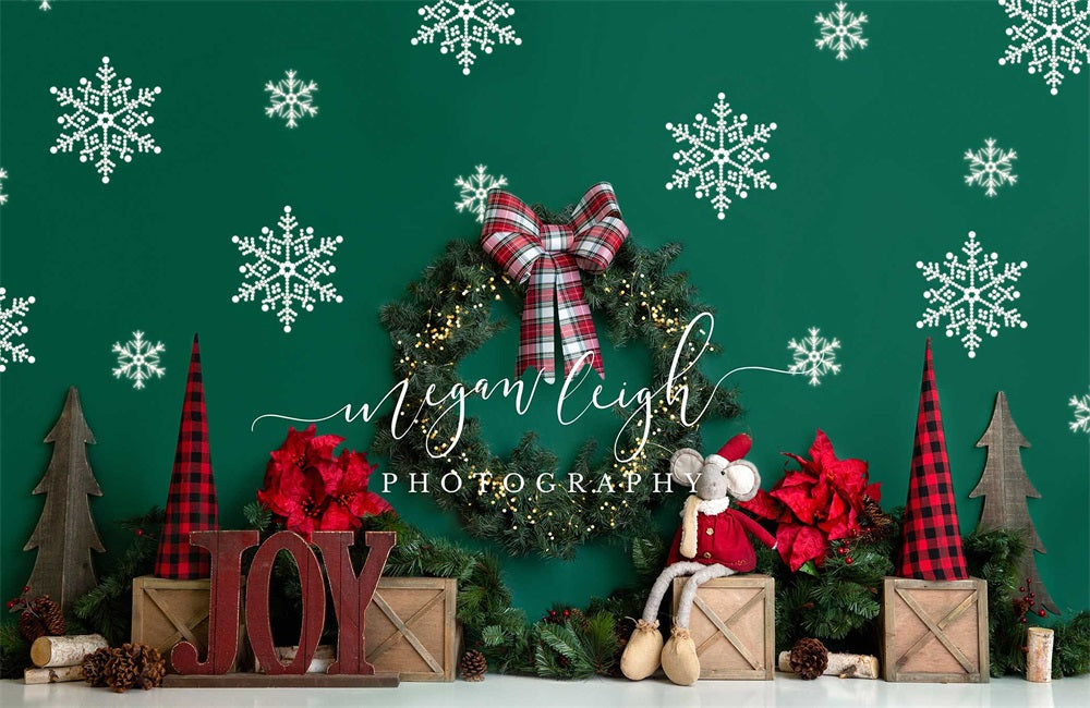 Kate Weihnachten grün Schneeflocke Hintergrund von Megan Leigh Photography