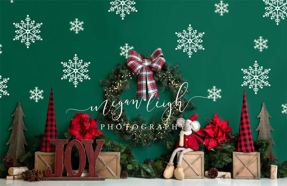 Kate Weihnachten grün Schneeflocke Hintergrund von Megan Leigh Photography - Kate Backdrop.de