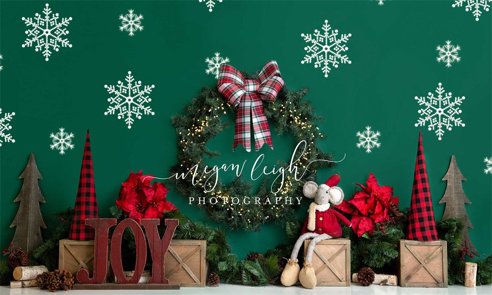 Kate Weihnachten grün Schneeflocke Hintergrund von Megan Leigh Photography - Kate Backdrop.de