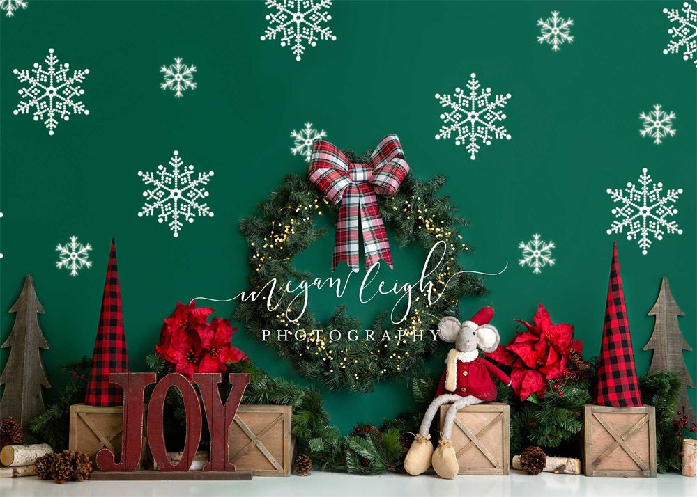 Kate Weihnachten grün Schneeflocke Hintergrund von Megan Leigh Photography