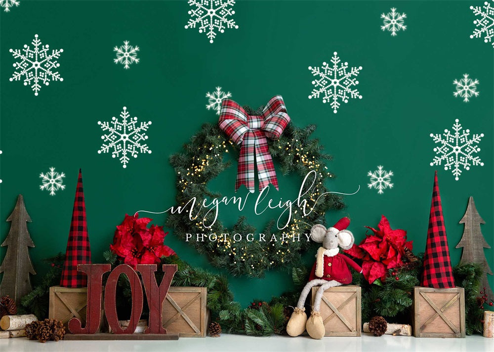 Kate Weihnachten grün Schneeflocke Hintergrund von Megan Leigh Photography - Kate Backdrop.de