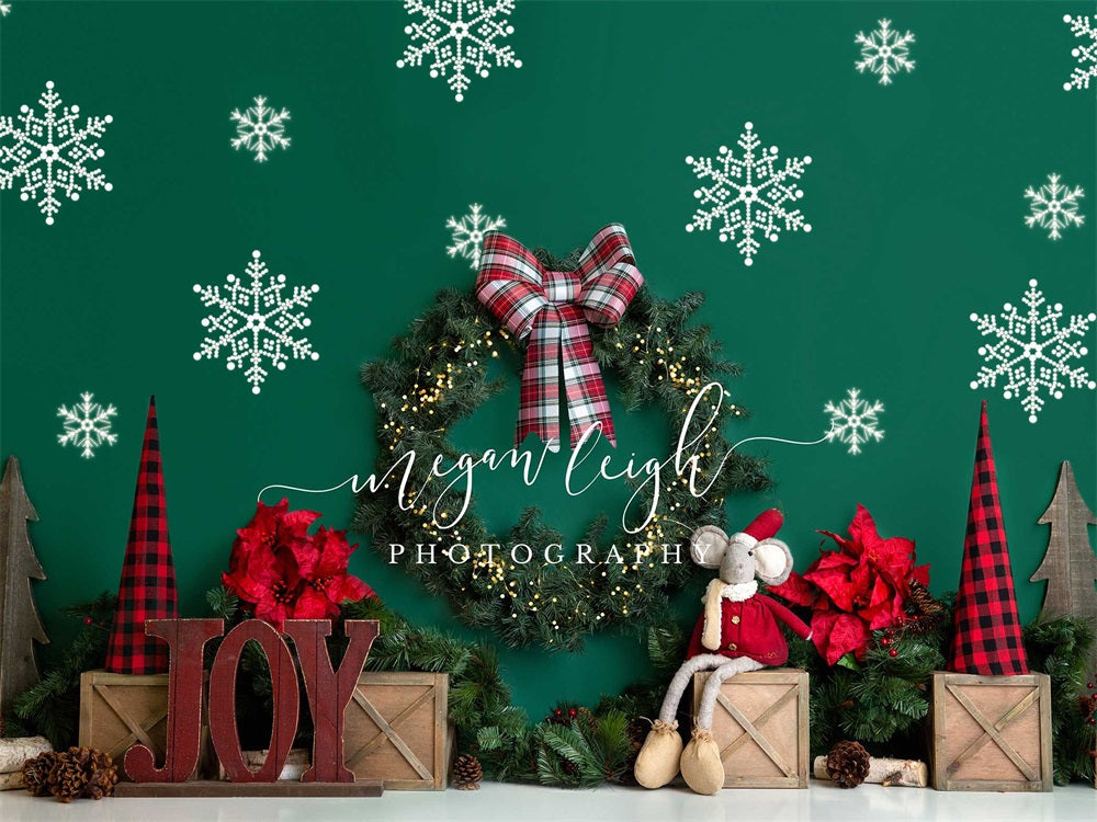 Kate Weihnachten grün Schneeflocke Hintergrund von Megan Leigh Photography - Kate Backdrop.de