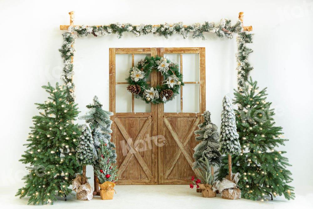 Kate Weihnachten Tür Hintergrund Scheunentor Holz von Emetselch - Kate Backdrop.de